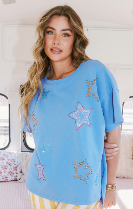 Starry Rhinestone Embellished Tee