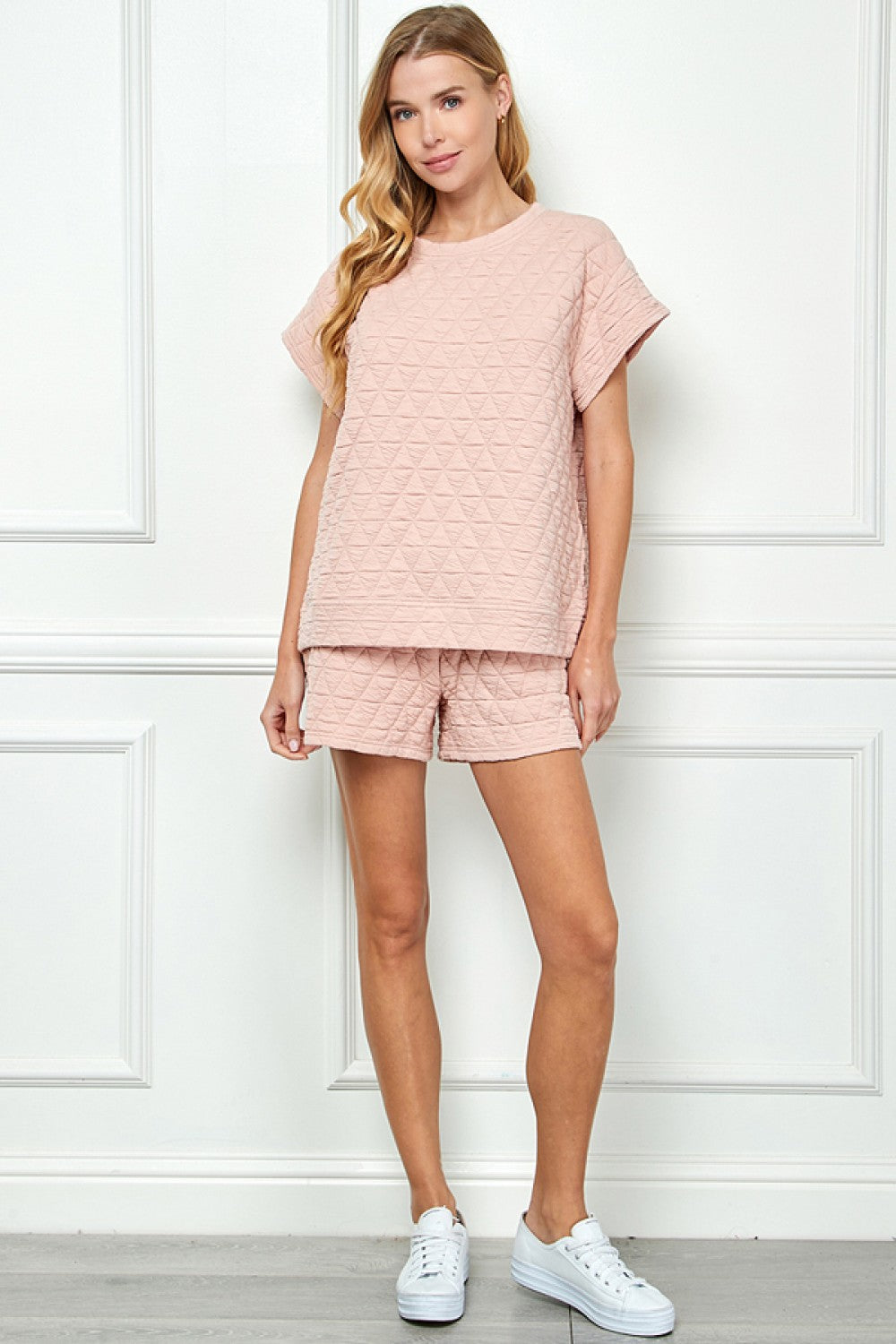 Blush Quilted Short Sleeve Top