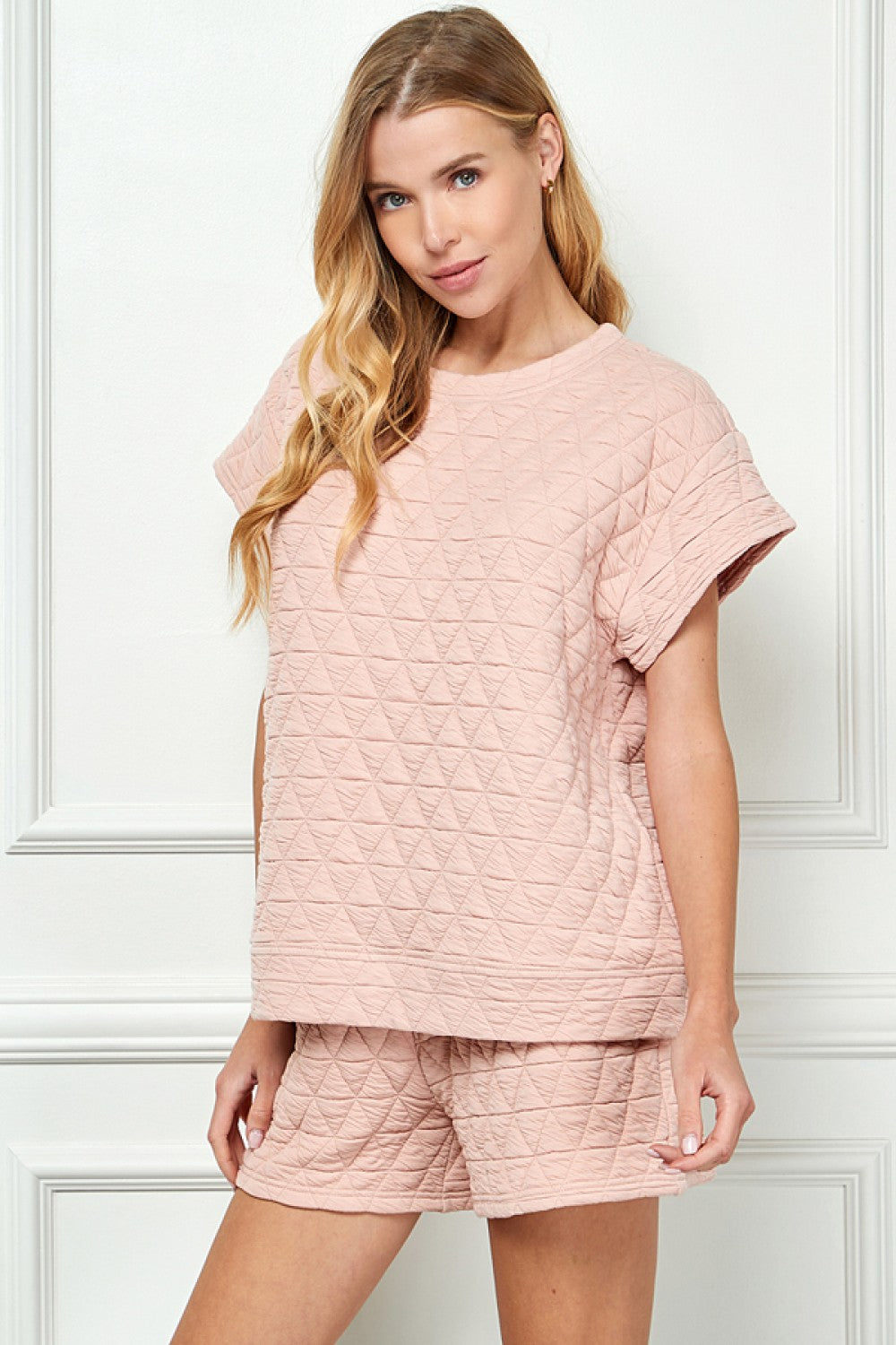 Blush Quilted Short Sleeve Top