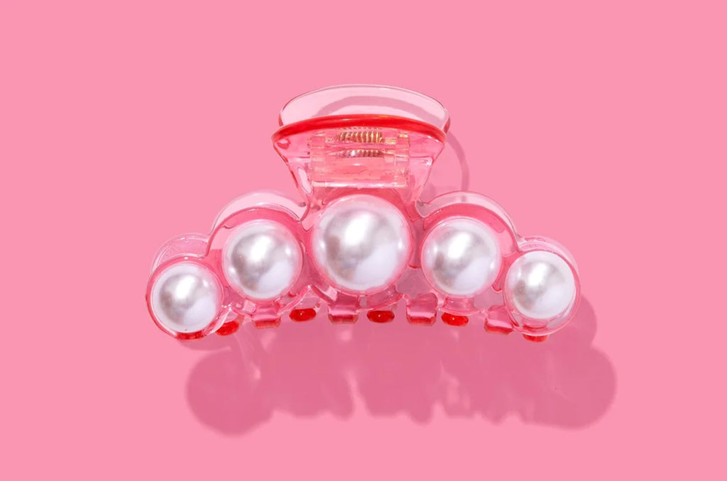 Pink Acrylic + Pearl Claw Clip