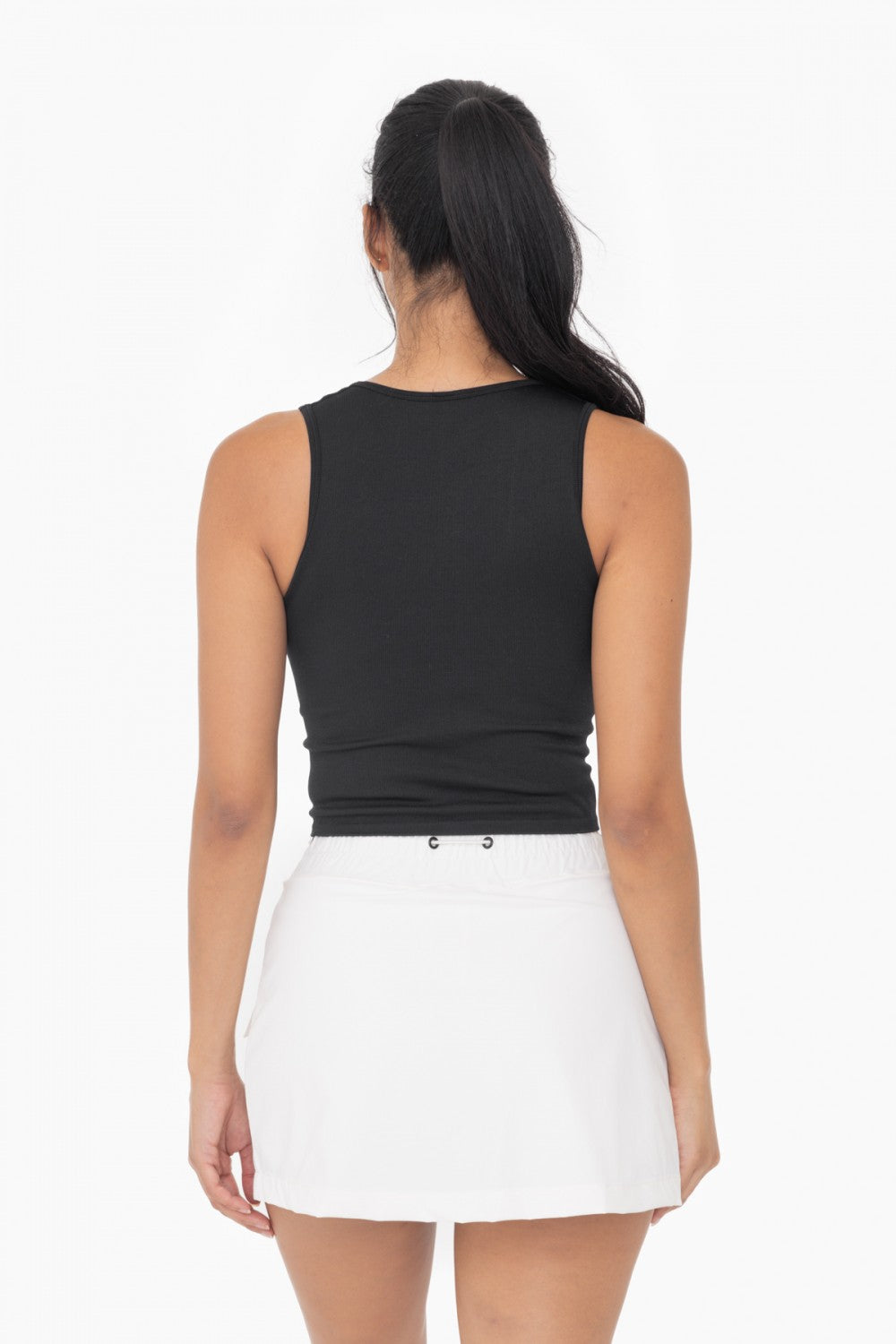 Black Seamless Ribbed V-Neck Crop Top