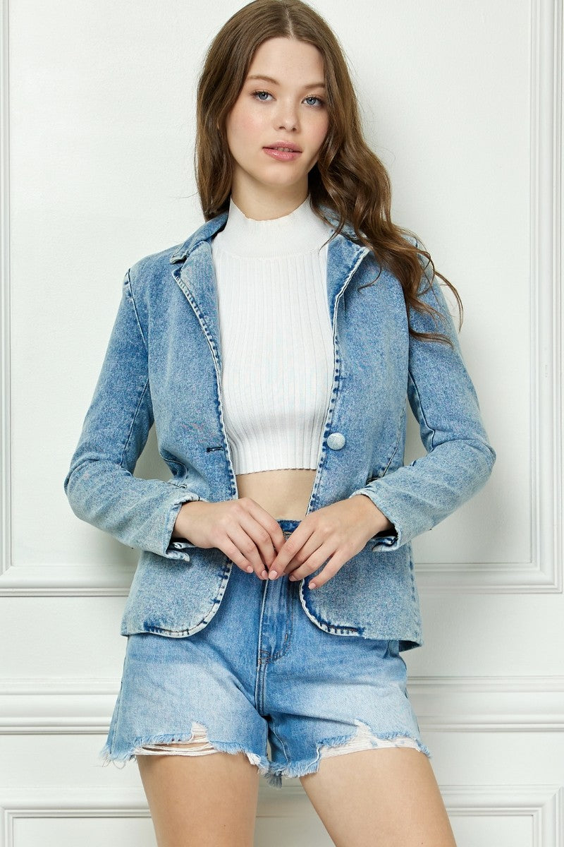 Washed Denim Blazer