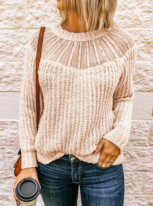 Sweetheart Lace Mesh Sweater