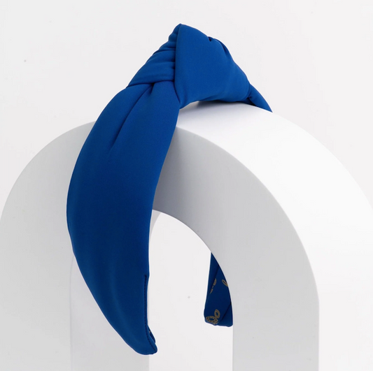 BLUE NEOPRENE KNOTTED HEADBAND