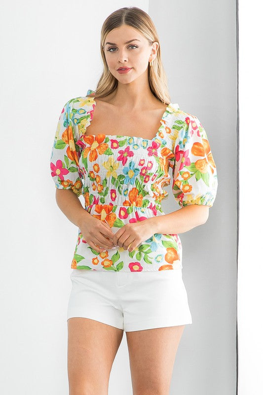 Floral Smocked Top