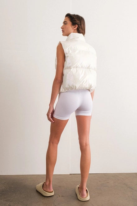 Sofia Puffer Vest- Iridescent White