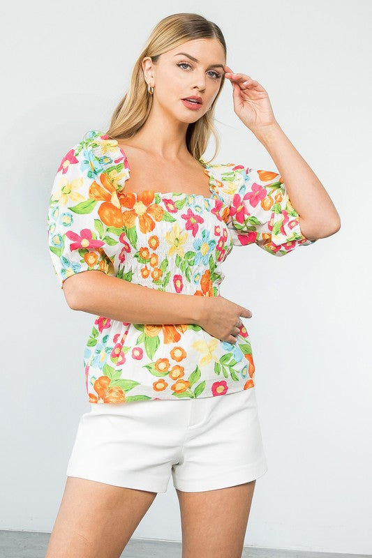 Floral Smocked Top