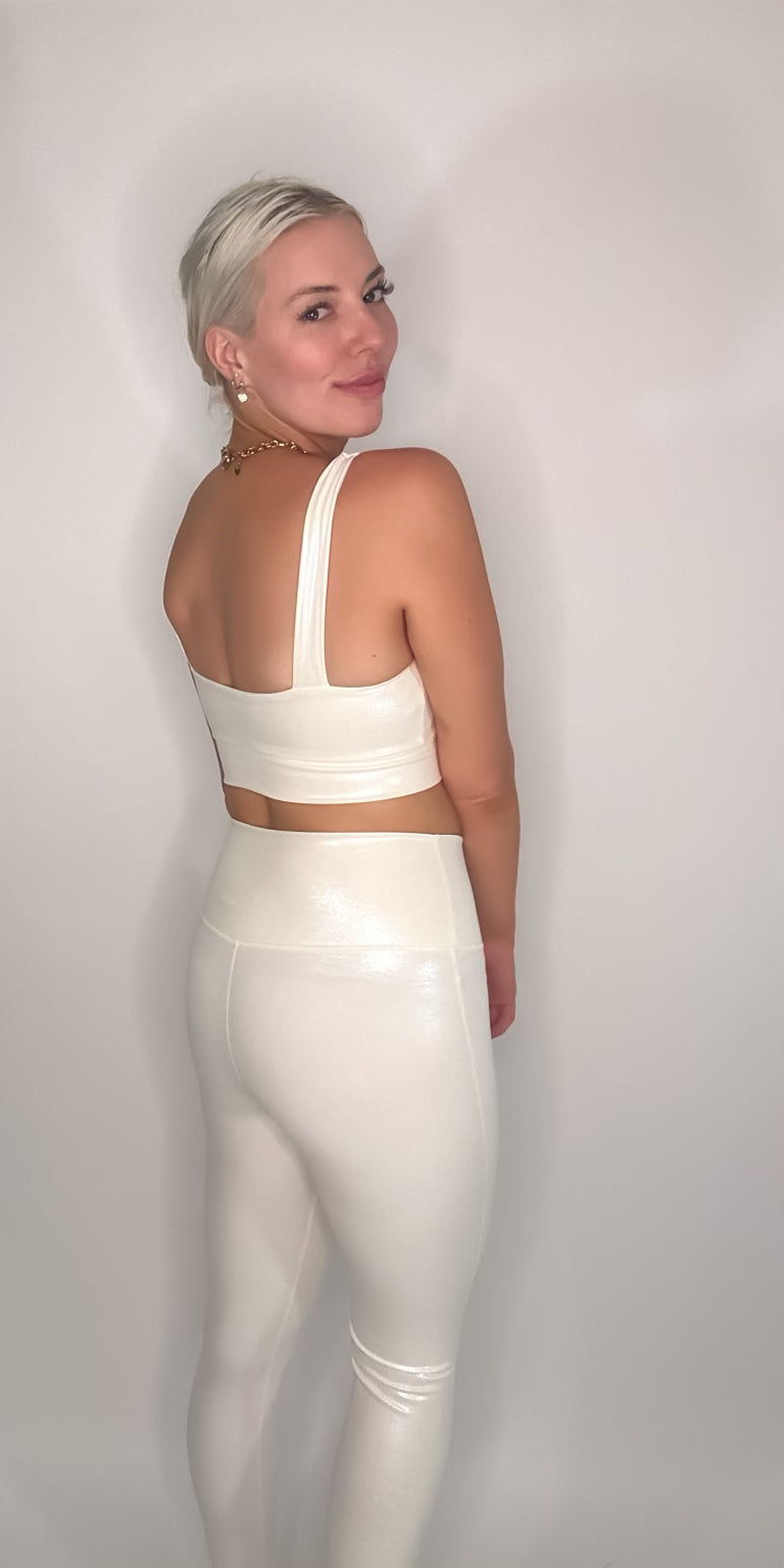 Ivory Foil Highwaisted Leggings