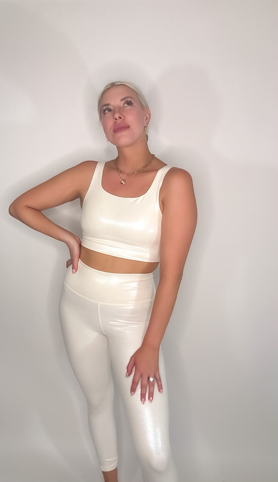 Ivory Foil Highwaisted Leggings