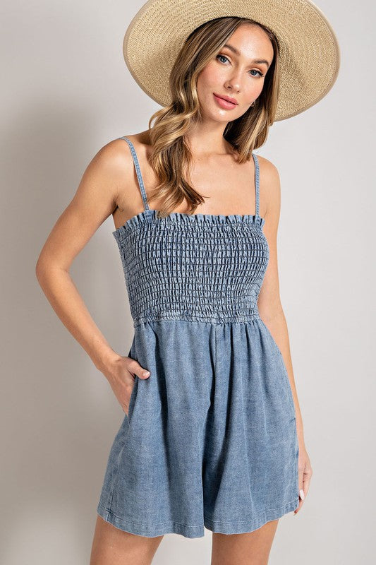 Mineral Washed Chambray Romper