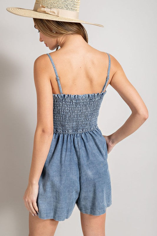 Mineral Washed Chambray Romper