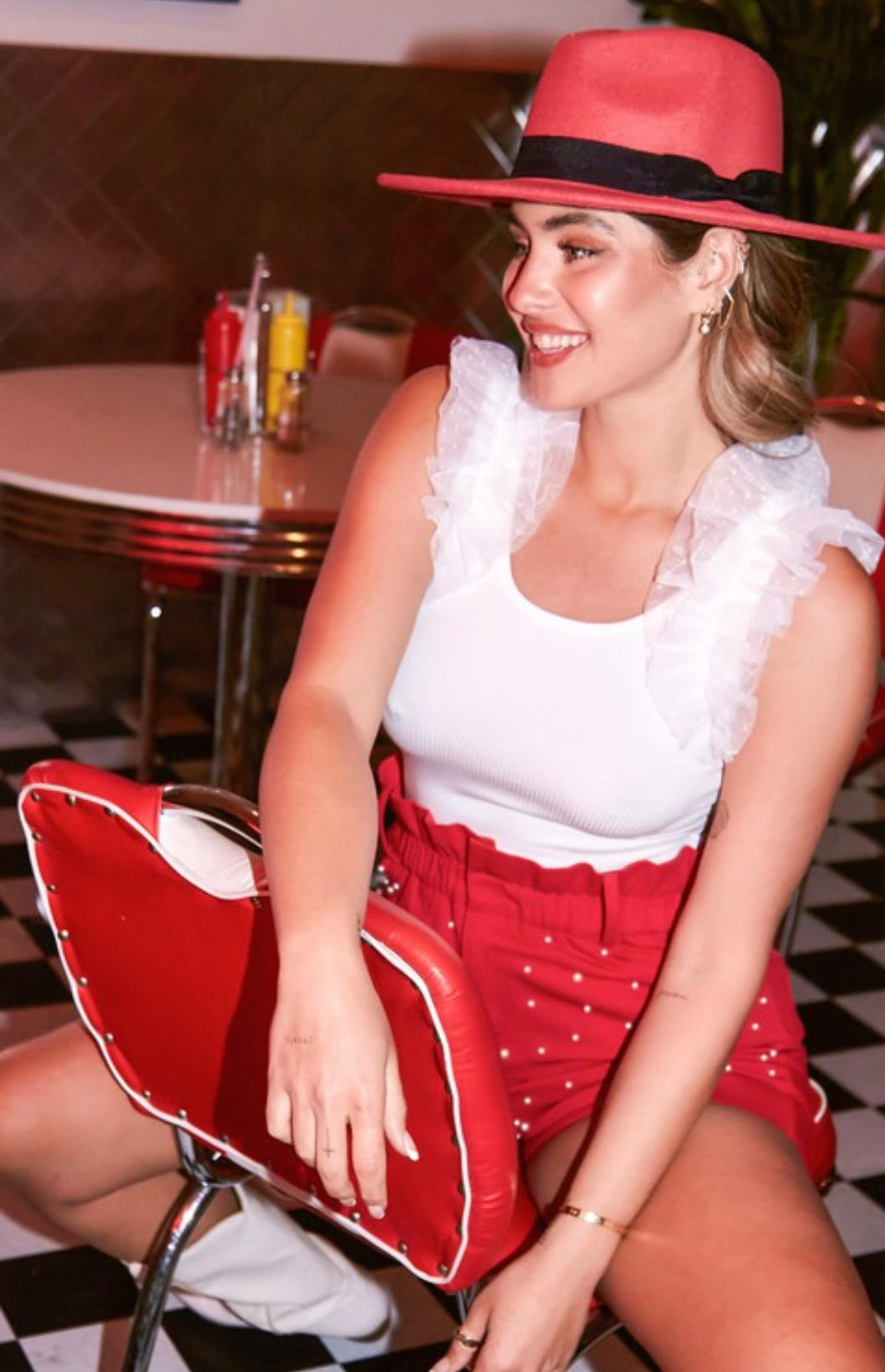 White Ruffle Knit Top