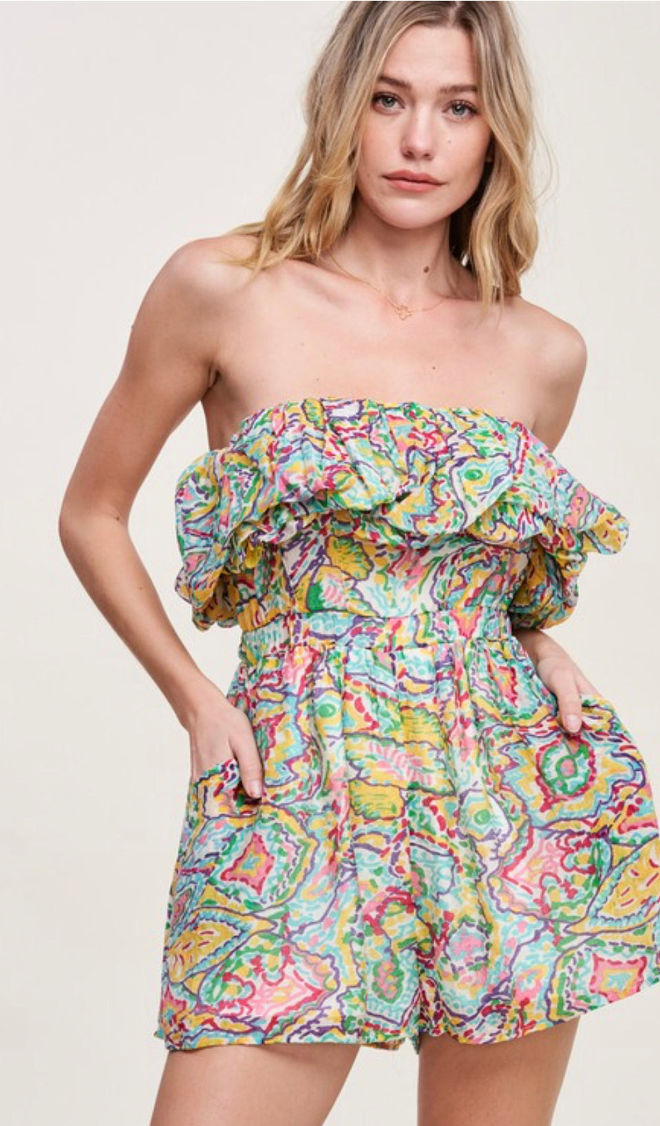 Ruffled Tube Romper