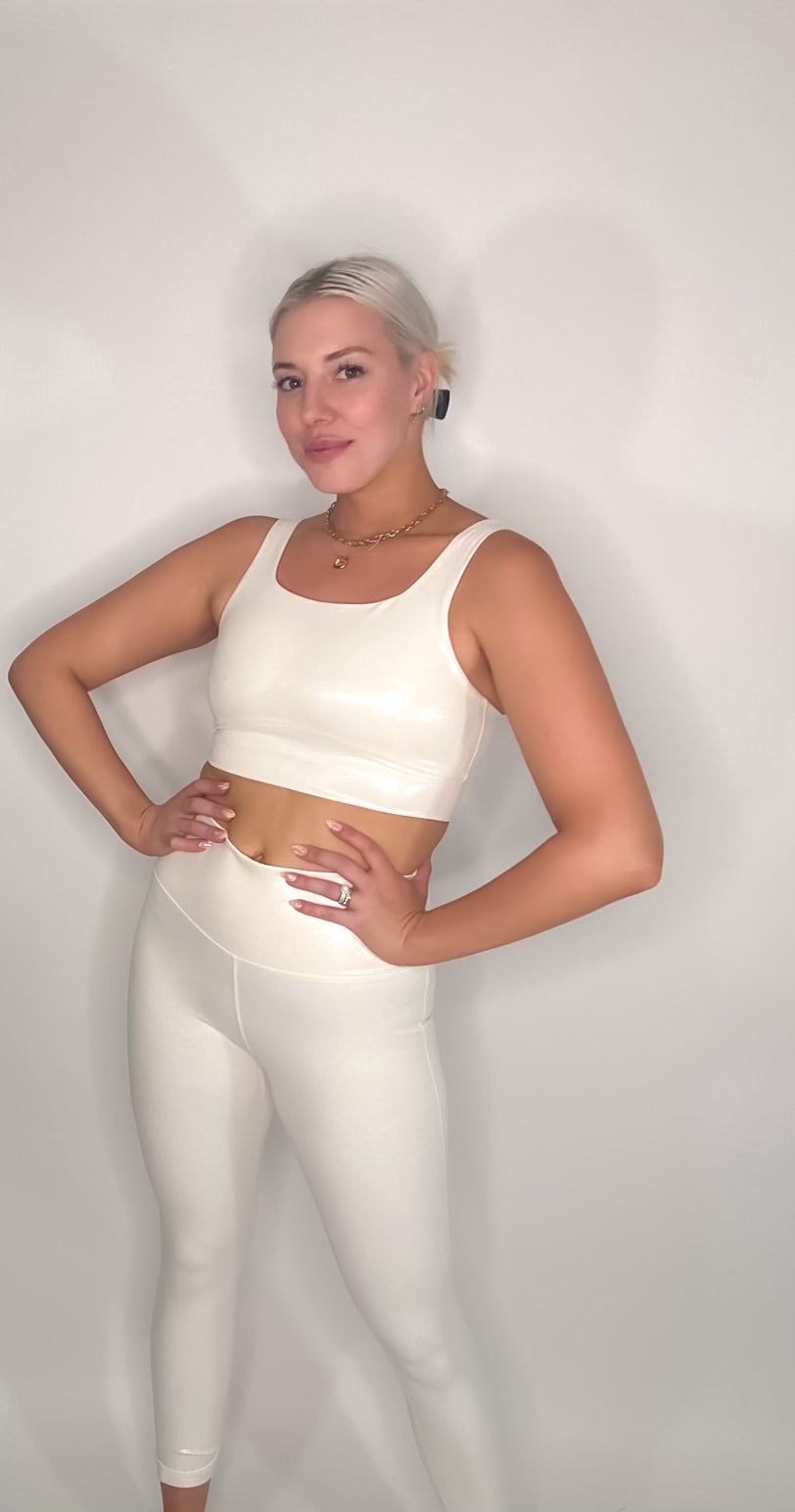 Ivory Foil Highwaisted Leggings