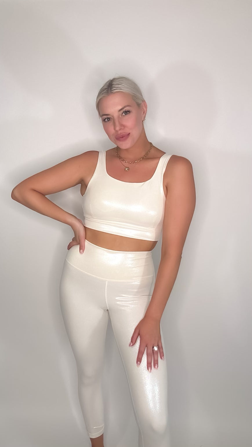 Ivory Foil Sports Bra