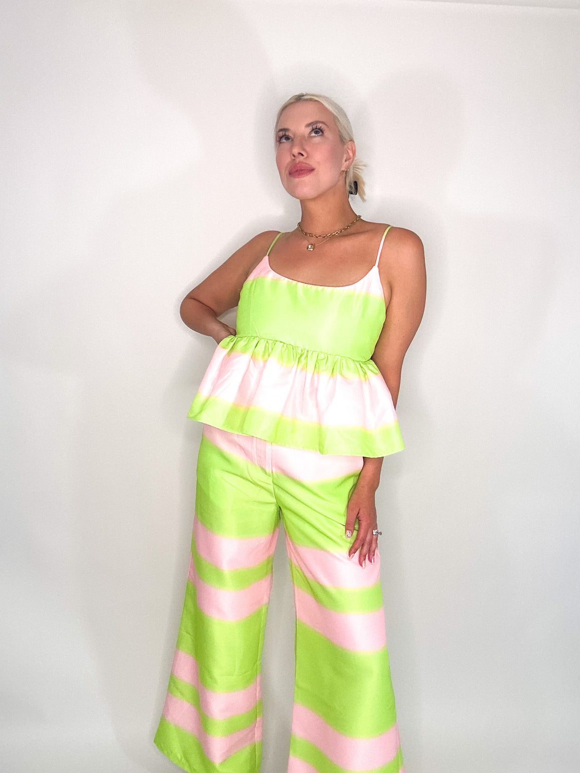 SET on the GOAL pant- green/pink