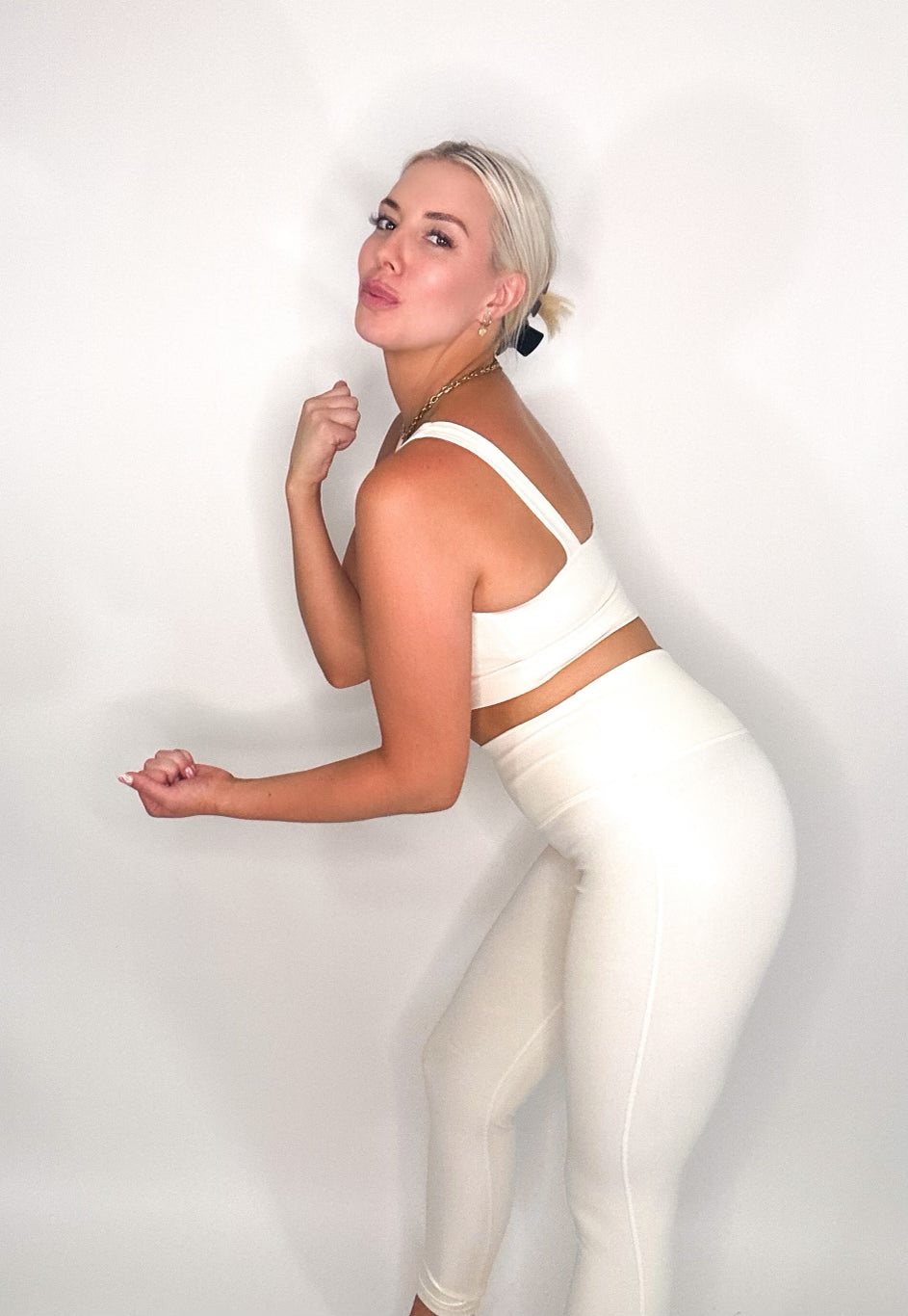 Ivory Foil Highwaisted Leggings