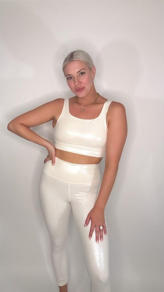 Ivory Foil Highwaisted Leggings