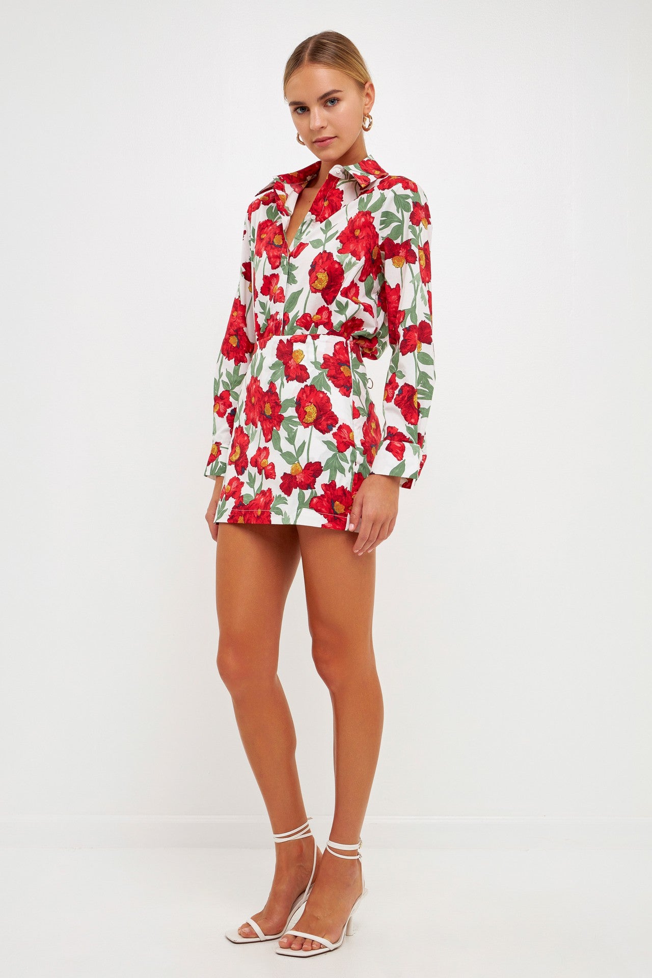 Floral Print Cotton Button Up