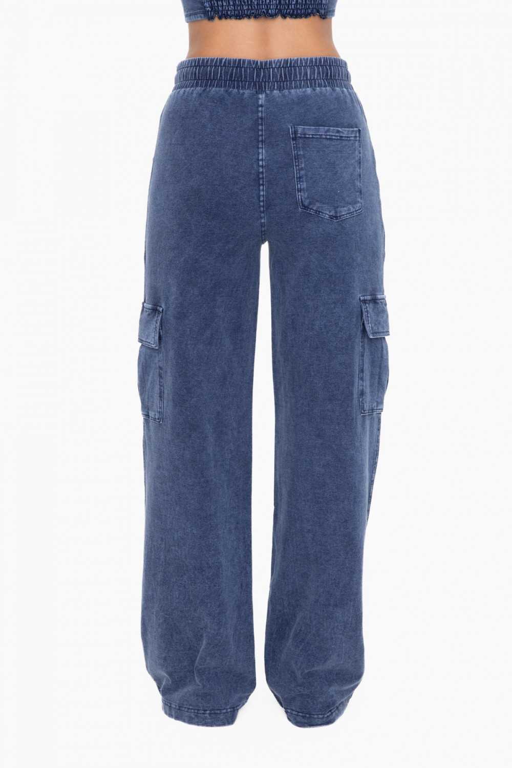 Denim Wide Leg Cargo Pants