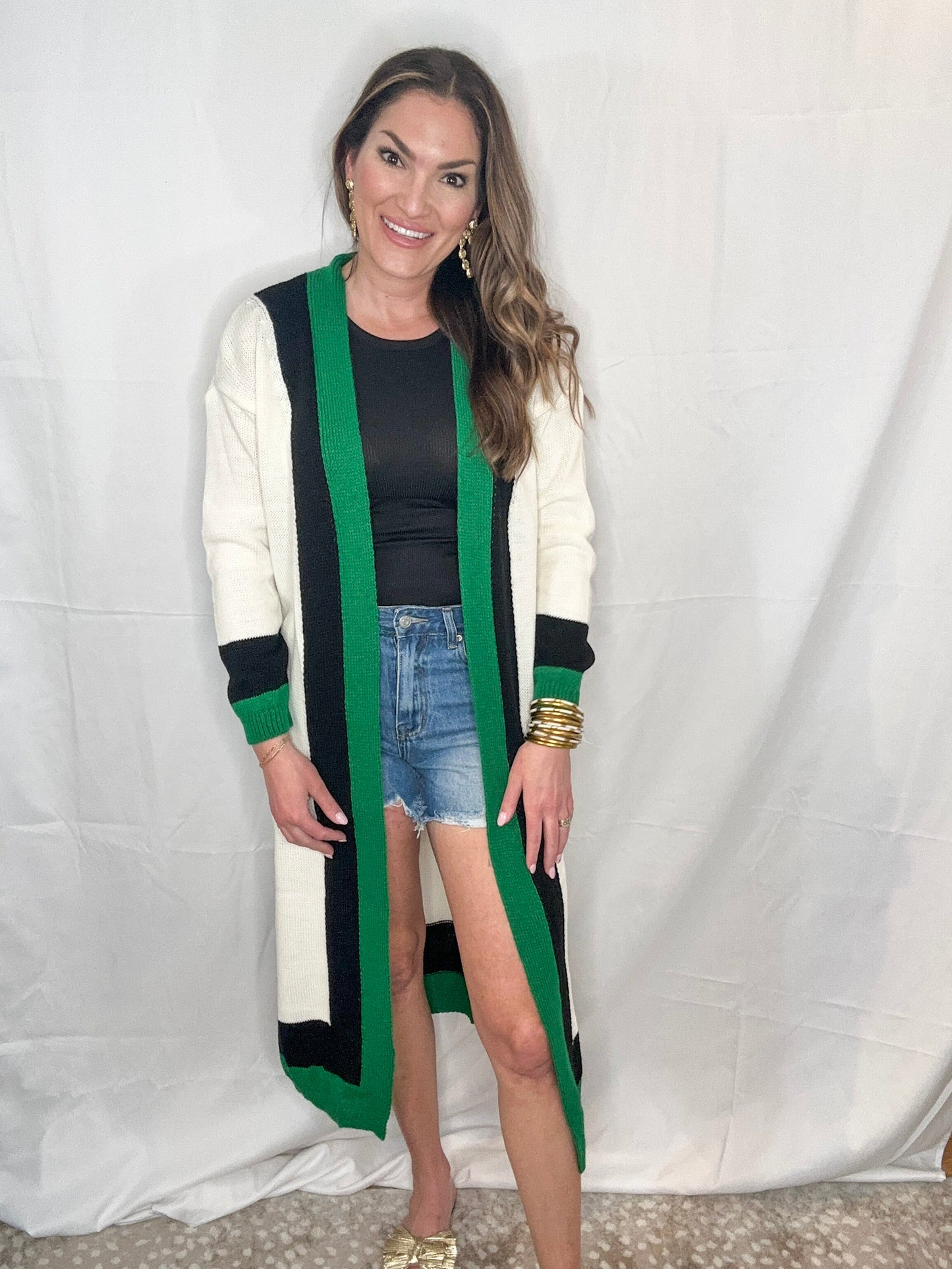 Reading the Green Longline Cardigan