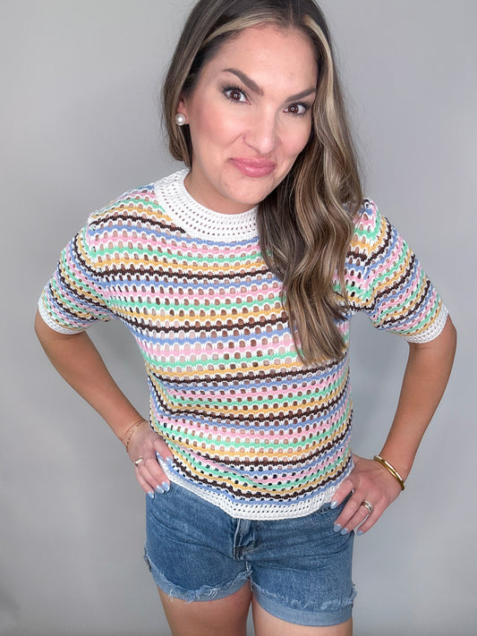 Multicolored Striped Knit Top