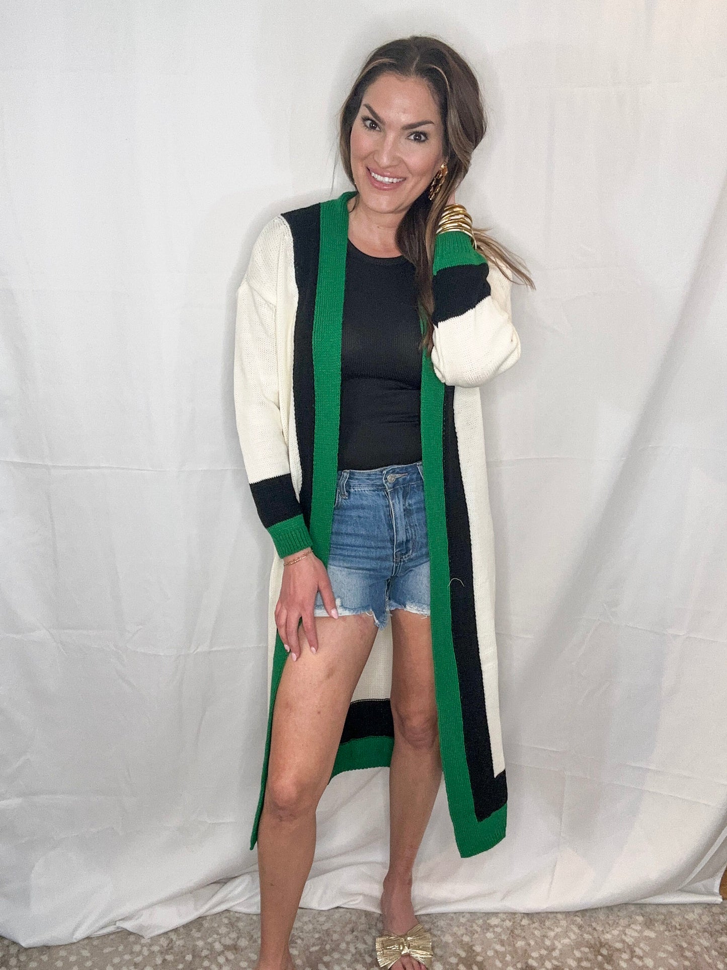 Reading the Green Longline Cardigan