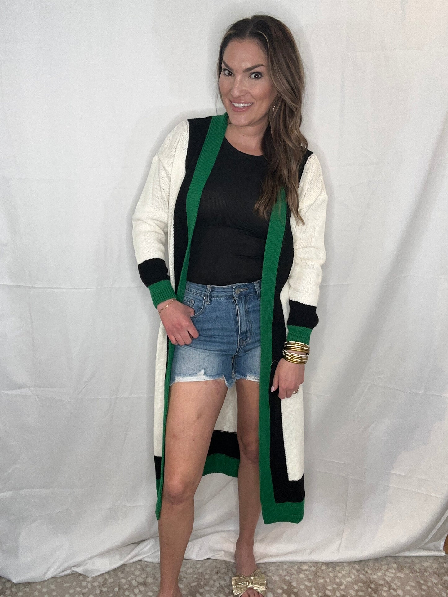 Reading the Green Longline Cardigan