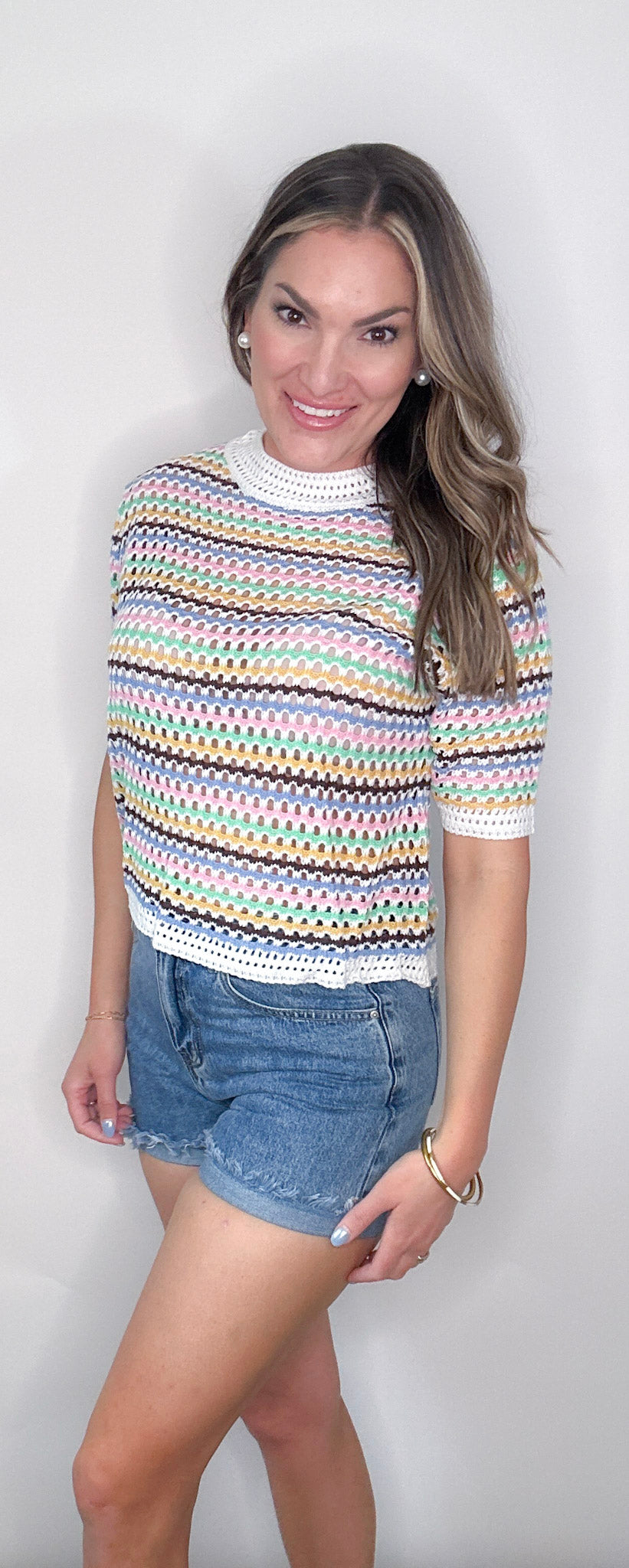 Multicolored Striped Knit Top