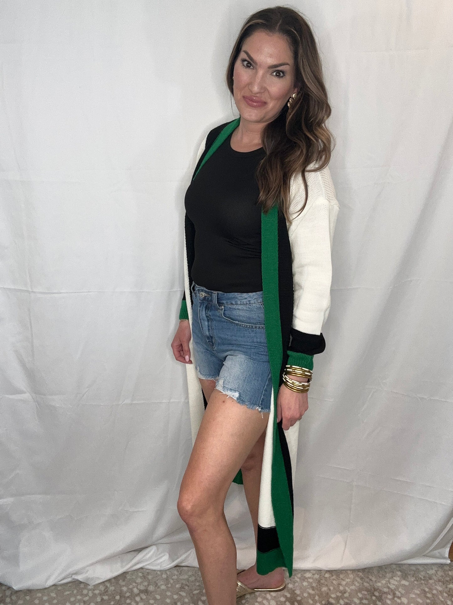 Reading the Green Longline Cardigan