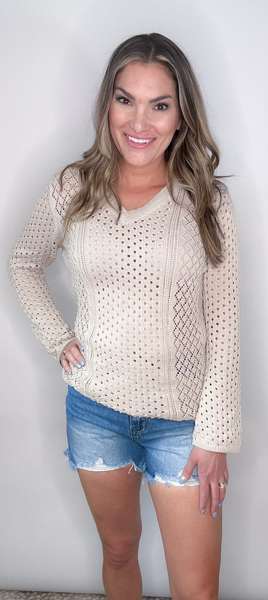 A Natural V Neckline Knit Top