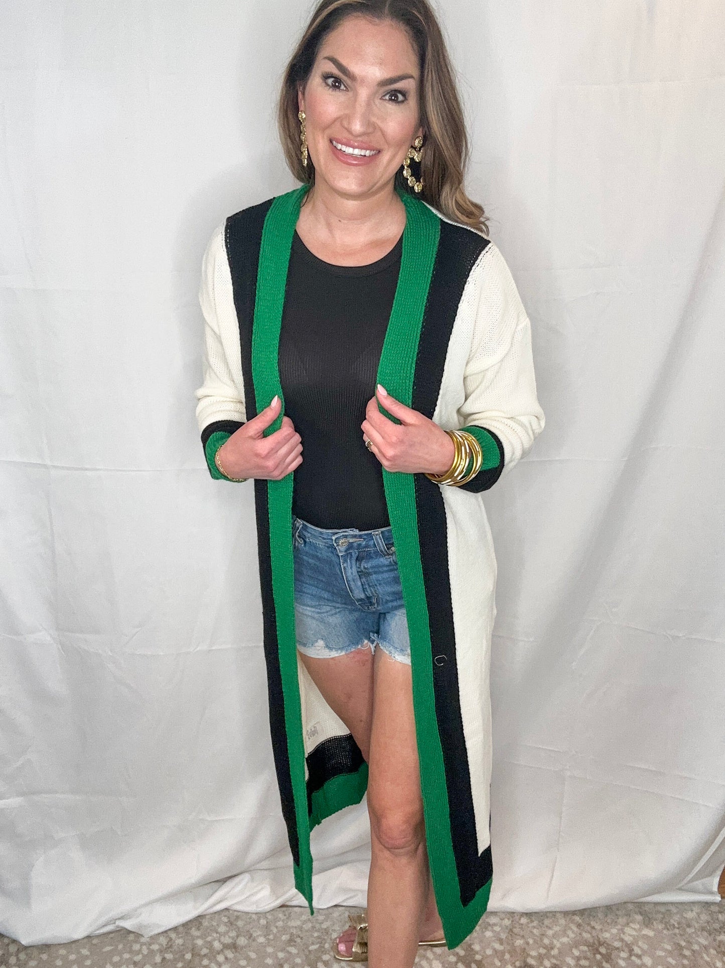 Reading the Green Longline Cardigan