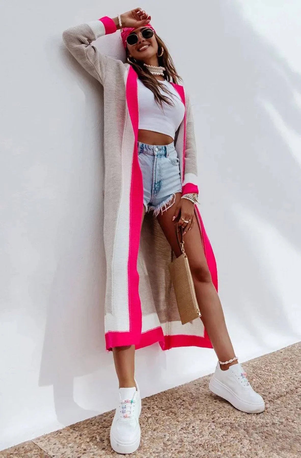 Skip the Flowers Hot Pink Longline Cardigan