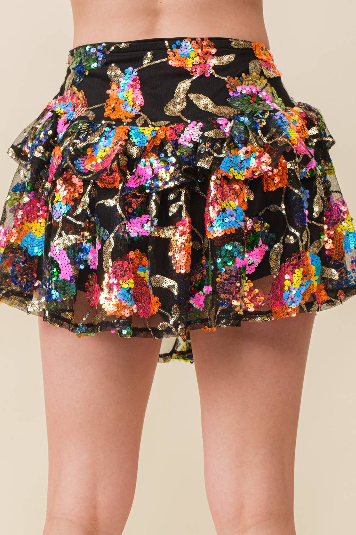 Multi Flower Sequin flocking Skort