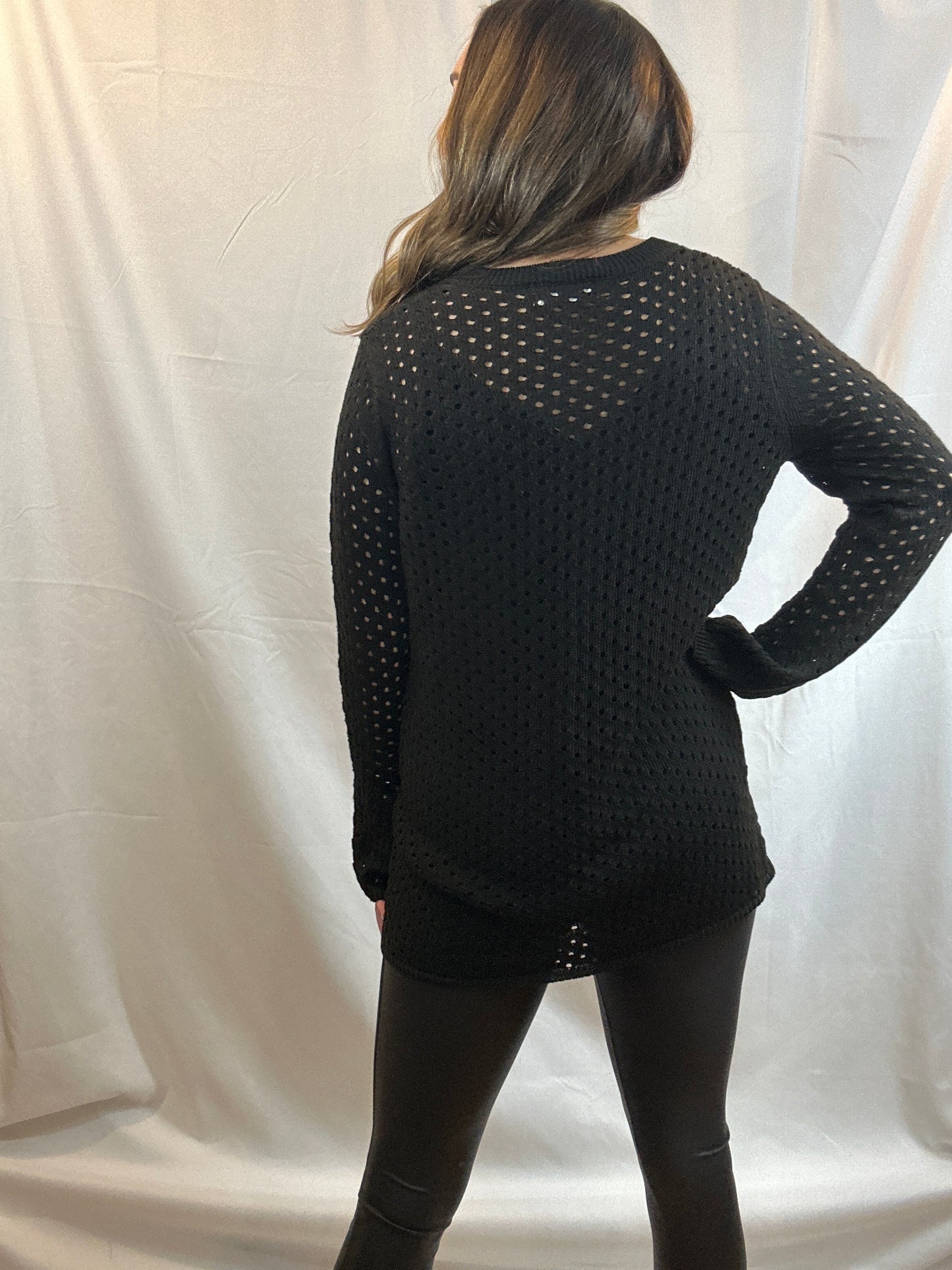 Black Knitted Bell Sleeve Tunic