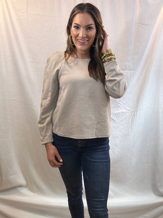 Oatmeal Boatneck Textured Top