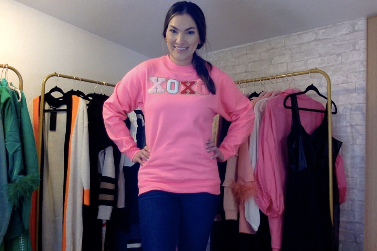 Adult "XOXO" Sweatshirt- HOT PINK