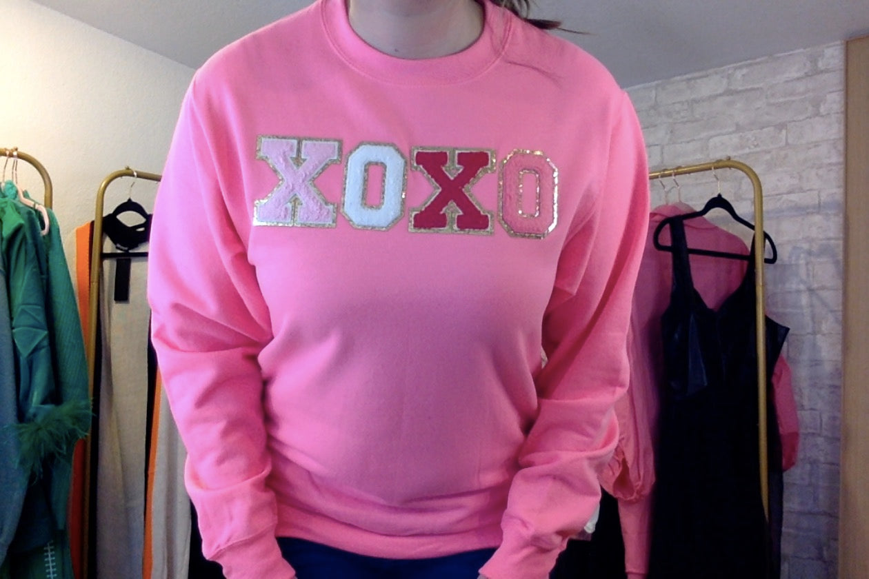 Adult "XOXO" Sweatshirt- HOT PINK