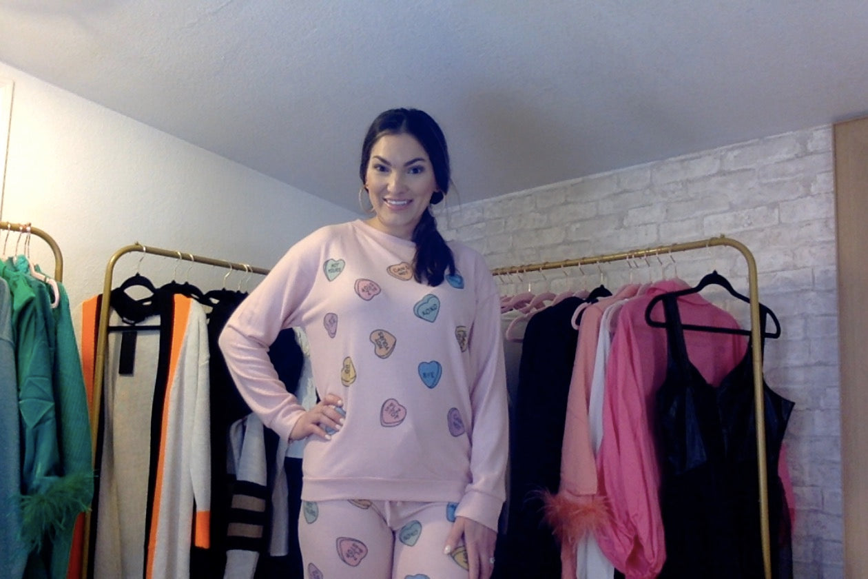 Pink Loungewear Set- Conversation Hearts