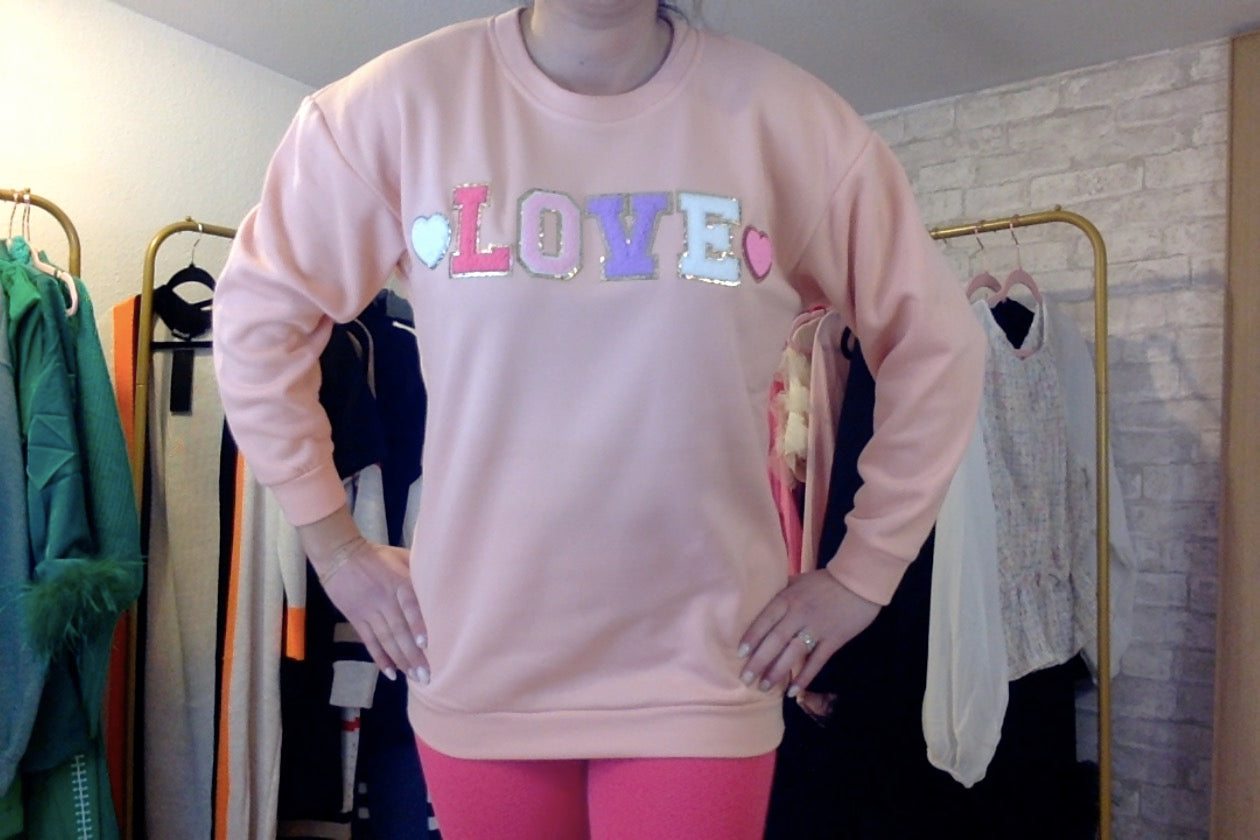 Adult "LOVE" Sweatshirt- Rose Gold