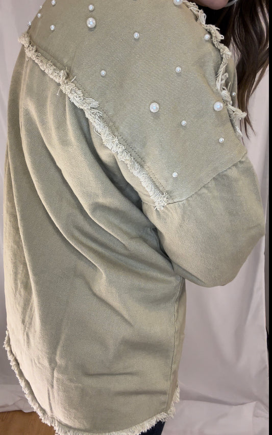 Taupe Pearl Detail Shacket