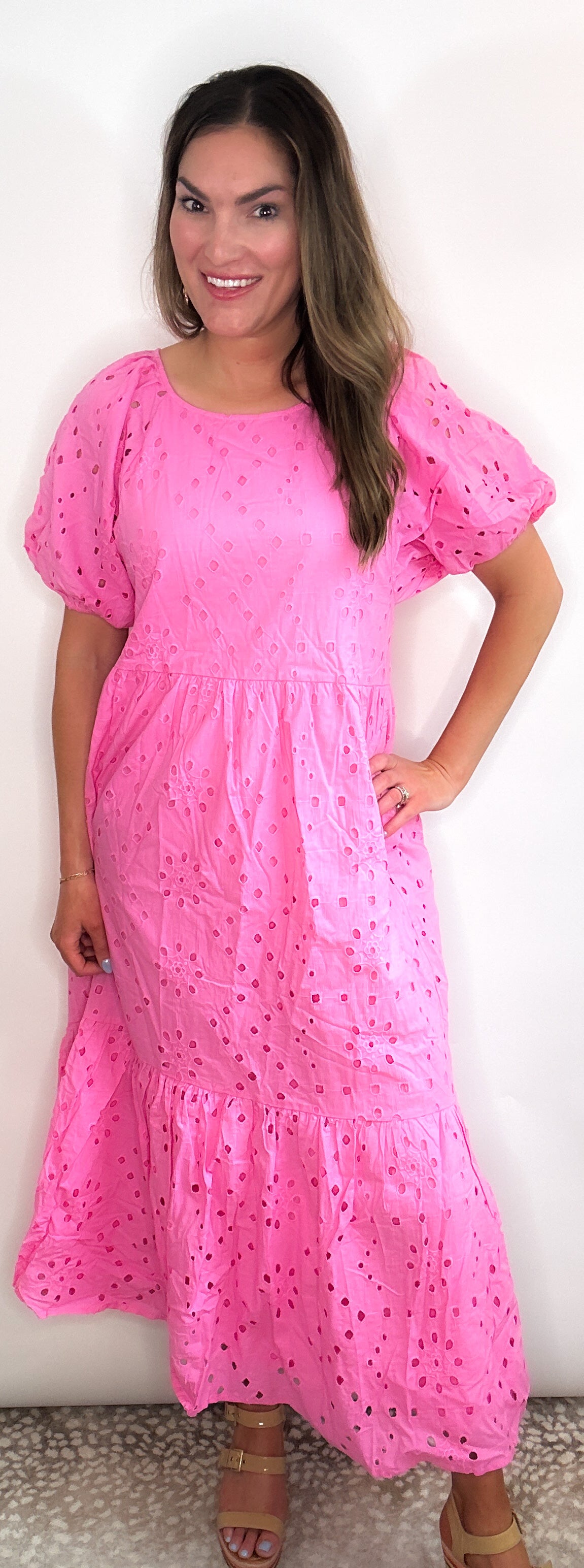 Bright Days Bubble Gum Pink MIDI Dress