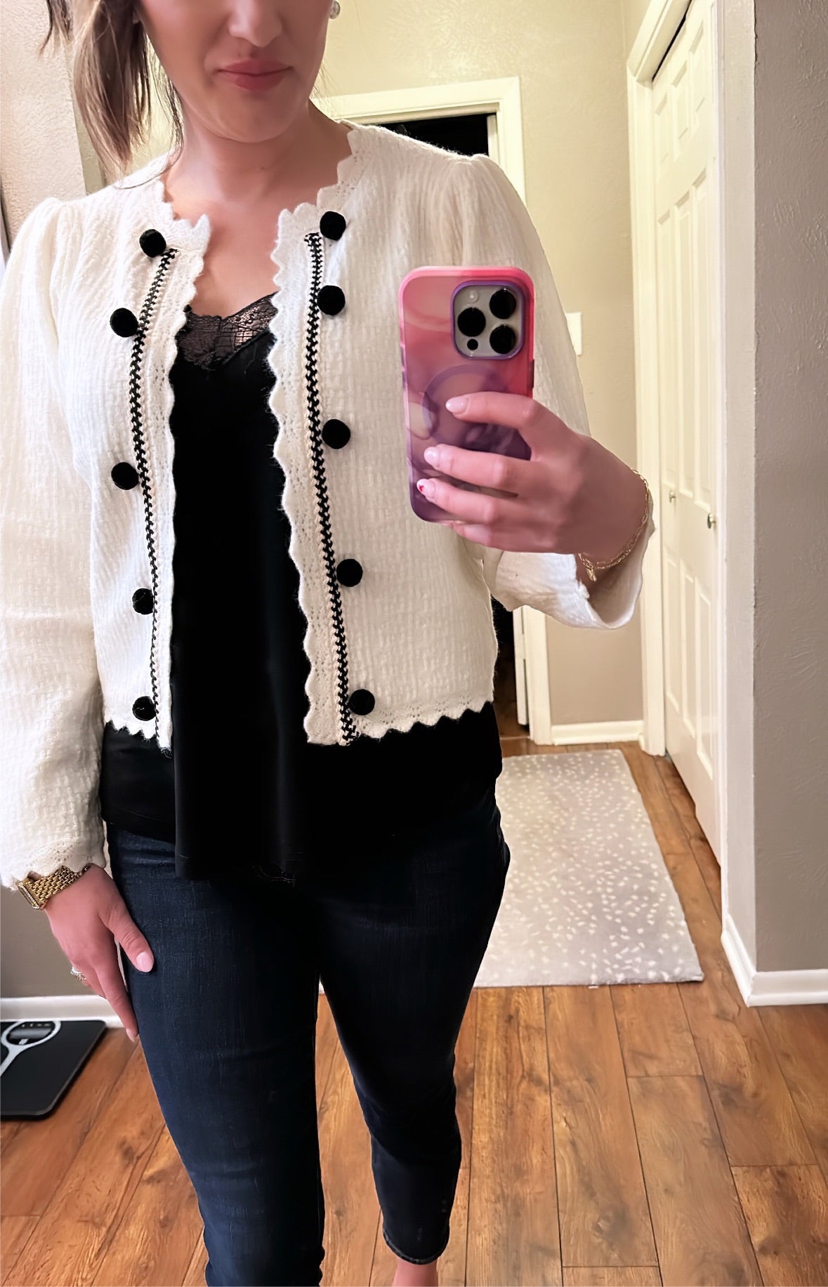 reach out pom pom cardigan