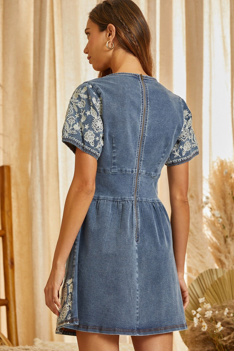 Denim Fit And Flare Dress