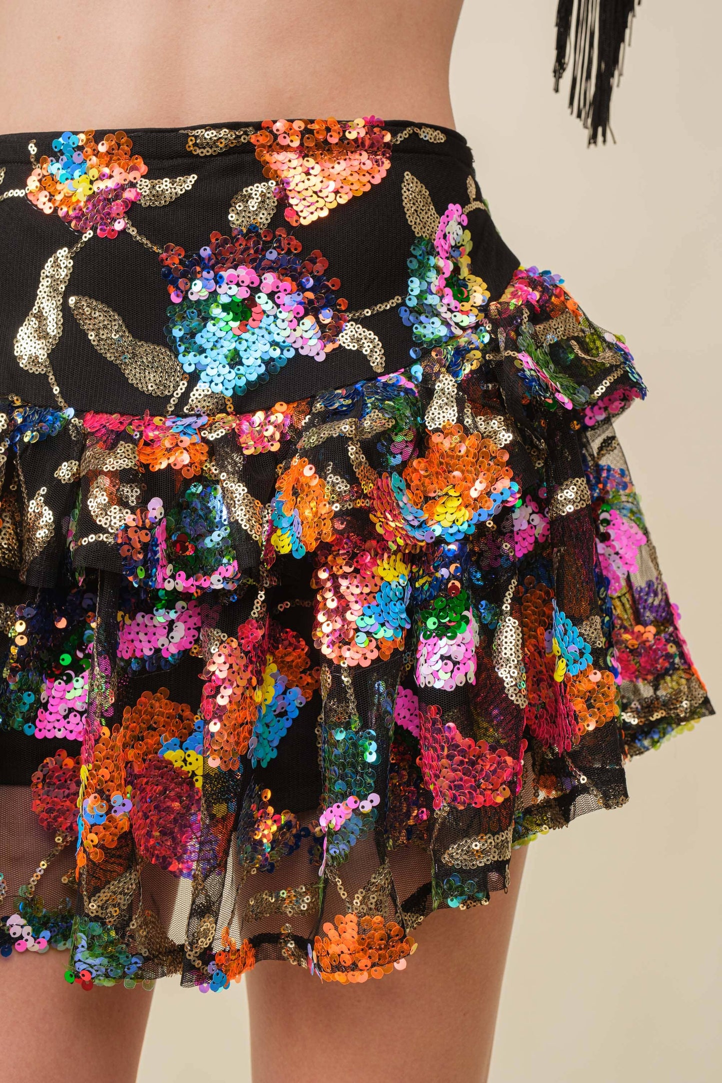 Multi Flower Sequin flocking Skort